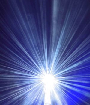 U2 lights blue